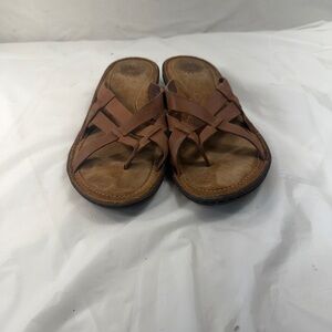 UGG Australia "Lanni" Women’s Leather Slip On Strappy Sandals Brown Size 11